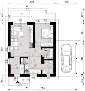 Rzut projektu D142A - WT2021 - Parter