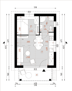 Rzut projektu D309 - Parter