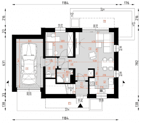 Rzut projektu D334A - WT2021 - Parter