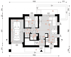 Rzut projektu D334B - WT2021 - Parter