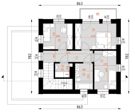 Rzut projektu D334B - WT2021 - Piętro