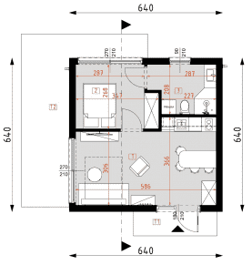 Rzut projektu DM10A - wersja drewniana - Parter