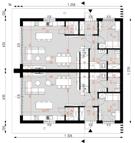 Rzut projektu D438A - Zabudowa bliźniacza WT2021 - Parter
