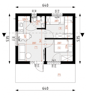 Rzut projektu DM13 - wersja drewniana - Parter
