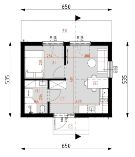 Rzut projektu DM16 - wersja drewniana - Parter