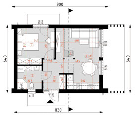 Rzut projektu DM15 - WT2021 wersja drewniana - Parter