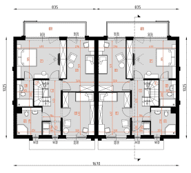 Rzut projektu D429A - Zabudowa bliźniacza WT2021 - Piętro
