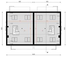 Rzut projektu D429A - Zabudowa bliźniacza WT2021 - Poddasze