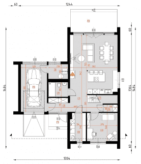 Rzut projektu D444 - WT2021 wersja drewniana - Parter