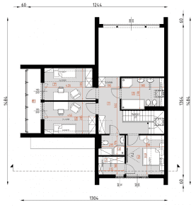 Rzut projektu D444 - WT2021 wersja drewniana - Poddasze