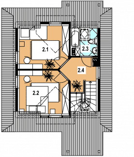 Rzut projektu A-136 szkieletowy - Poddasze