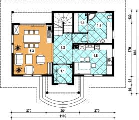 Rzut projektu A-102 z bali - Parter