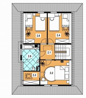 Rzut projektu A-100 szkieletowy - Poddasze