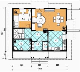 Rzut projektu L-94 z bali - Parter