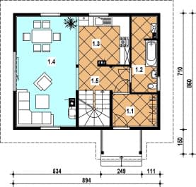Rzut projektu L-82 szkieletowy - Parter
