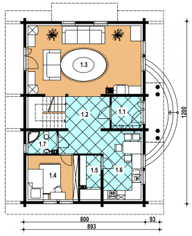 Rzut projektu L-72 szkieletowy - Parter