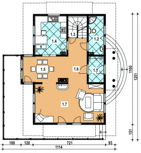 Rzut projektu L-71 szkieletowy - Parter