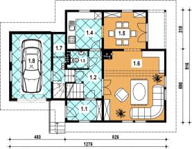 Rzut projektu L-40 szkieletowy - Parter