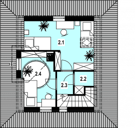 Rzut projektu L-38 murowany - Poddasze