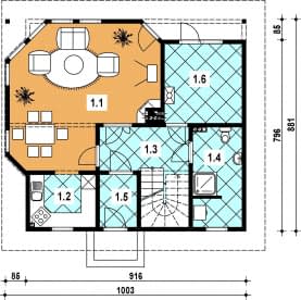 Rzut projektu L-37 szkieletowy - Parter