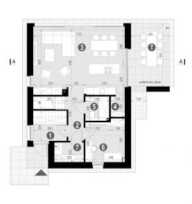 Rzut projektu HOMEKONCEPT 100 wariant 01 - Rzut parteru