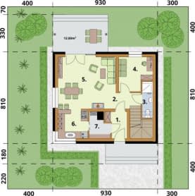 Rzut projektu SANTORINI 2 szkielet drewniany - Rzut przyziemia