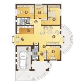 Rzut projektu Anielka z garażem - Parter