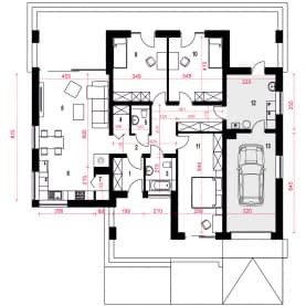 Rzut projektu Jerzynka z garażem - Parter