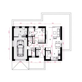 Rzut projektu Kołysanka z garażem - Parter