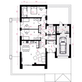 Rzut projektu Srebrna z garażem - Parter