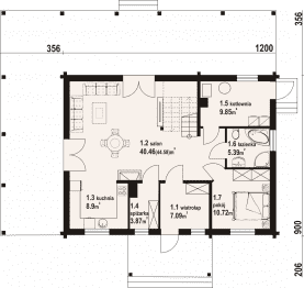 Rzut projektu jurgów średni 47 dw - Parter