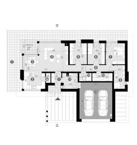 Rzut projektu HOMEKONCEPT 38 wariant 01 - Rzut parteru