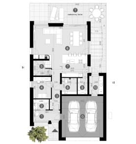 Rzut projektu HOMEKONCEPT 130 wariant 02 - Rzut parteru