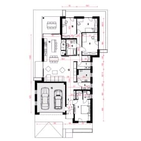 Rzut projektu Galena III z garażem 2st. - Parter