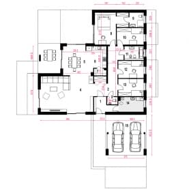 Rzut projektu Arnika II wiata z wiatą - Parter