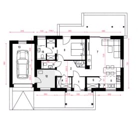 Rzut projektu Ziomek z garażem - Parter