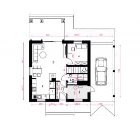 Rzut projektu Daktyl z wiatą - Parter