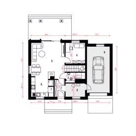 Rzut projektu Daktyl z garażem - Parter