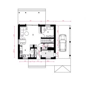 Rzut projektu Figa z wiatą - Parter