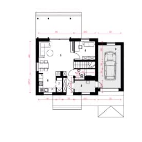 Rzut projektu Figa z garażem - Parter