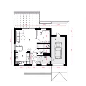 Rzut projektu Daktyl II z garażem - Parter