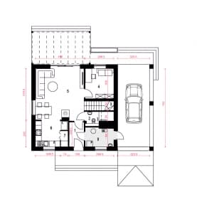 Rzut projektu Daktyl II z wiatą - Parter