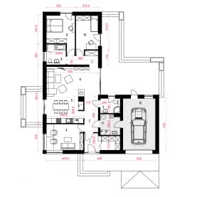 Rzut projektu Słoneczna z G1 z garażem - Parter