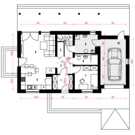 Rzut projektu Rodzynka z garażem - Parter