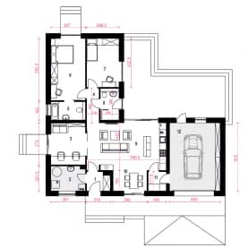 Rzut projektu Melodia z garażem - Parter