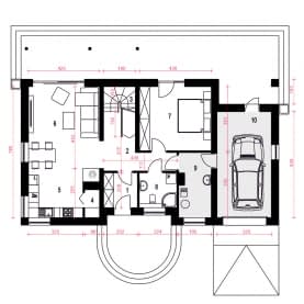 Rzut projektu Paprotka z garażem - Parter