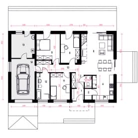 Rzut projektu Majka z garażem - Parter