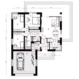 Rzut projektu Oliwka z G2 z garażem 2st. - Parter