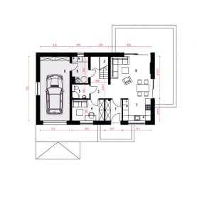 Rzut projektu Hazi z garażem - Parter