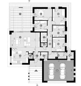 Rzut projektu HOMEKONCEPT 26 wariant 04 - Rzut parteru